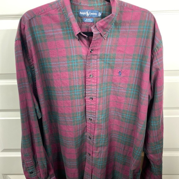 Ralph Lauren Blake Shirt XL Purple Plaid Casual Button Up Long Sleeve Mens Extra - Picture 4 of 6